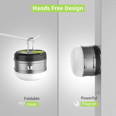 LE LED Camping Lantern - 310LM, Rechargeable, Waterproof, Mini Flashlight with Magnetic Base for Outdoor Use