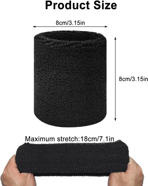 AIJOJUMY 6Pcs Women,3.15/8cm, Sports Wrist Sweat Bands for Men & Absorbent Wristbands Sweatbands Tennis Wrist Bands