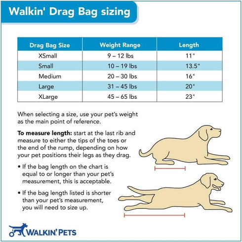 Drag Bag for Paralyzed Rear Legs - Indoor Dog Wheelchair Alternative, Durable Nylon, Breathable & Comfortable for Chest