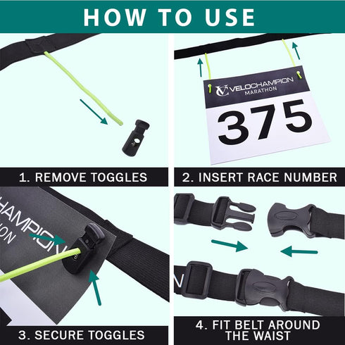 VeloChampion Running Waistpack Belt – Elastic Stretch Fit with Clip Fastening for Triathlon and Marathon