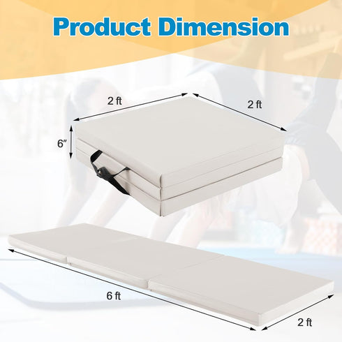 6 2 2 Goplus Folding Gymnastics Mat, x x Thick Tri-Fold Exercise Tumbling Mat w/Carrying Handles, Hook & Loop Fastener