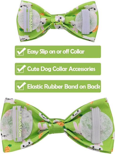 PET SHOW 10pcs Easter Day Small Dog Bow Ties for Medium Dogs, Detachable Bowties with Elastic Bands for Collars