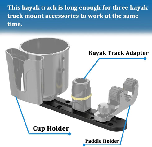 Kayak Track - Low Profile Mount Track for Fishing Rod Holder, Cup Holder, Anchor Cleats, Pack of 2
