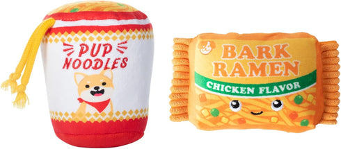 Fringe Studio Plush Dog Toy Set with Treat Pockets, Nothin’ But Noodles, 2 Piece Pet Shop Collection