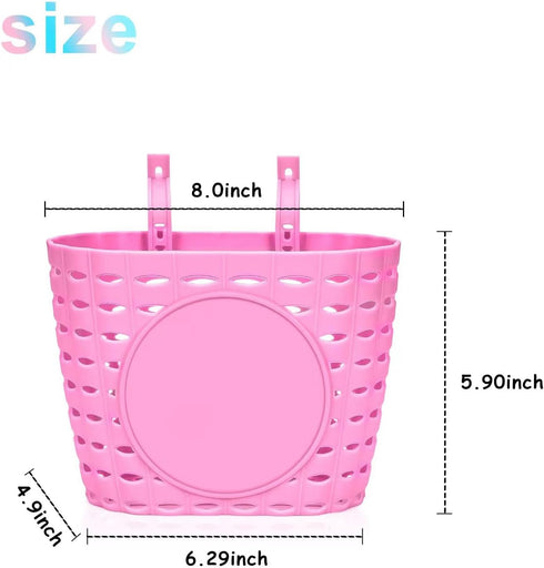 Girls Bike Basket, Front Handlebar Bicycle Basket with Bike Horn, Wheel Beads, Stickers, Streamers Kit