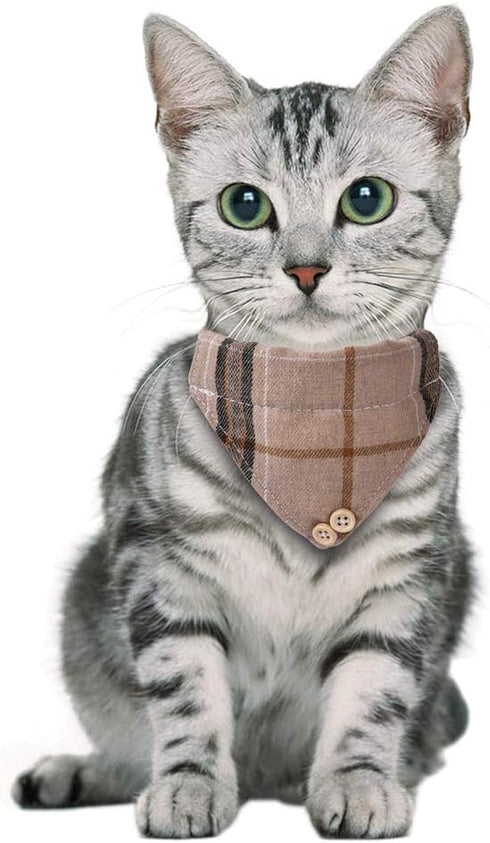 Faleela 2 Pack Breakaway Cat Collar with Bells, Adjustable Cat Collars with Bandana, Accessories for Small Dogs