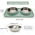 BNOSDM Double Dog Food Bowls with Non-Spill Plastic Mat, Pet Feeder Bowl Set for Small Medium Dogs