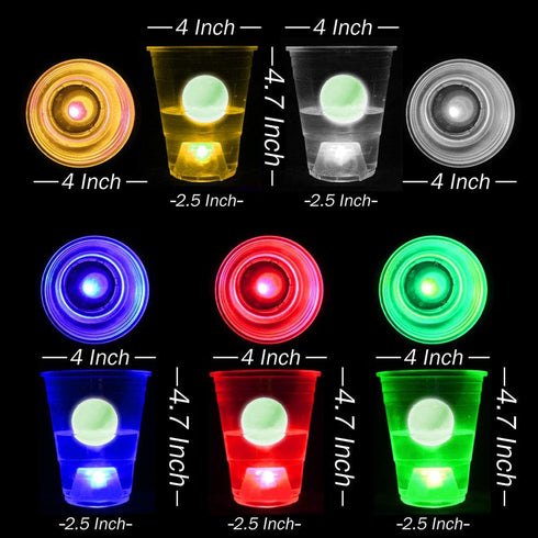 Glow in The Dark Beer Pong Set - Party Games with 22 Light Up Cups (5 Colors) and 6 Glow Balls