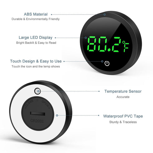 Ankilo 5S 1F, Upgraded Aquarium Thermometer, Refresh Speed, Digital Fish Tank Thermometer LED Display Stick-on