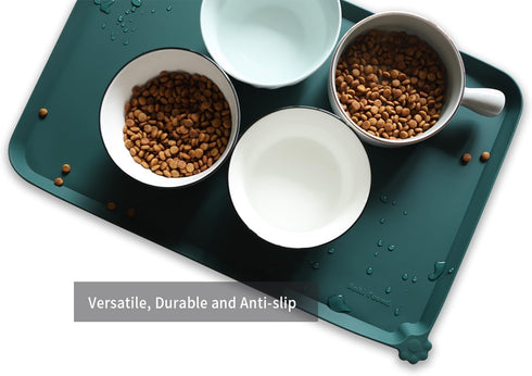 Silicone Pet Food Mats Tray - Hoki Found L Non-Slip Pet Dog Cat Bowl Mats Waterproof Feeding Mat for Carpet