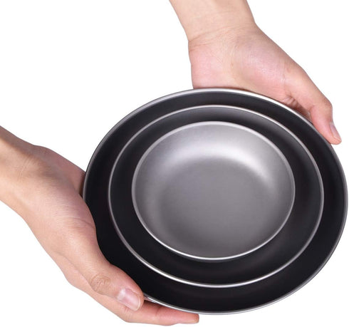 iBasingo Titanium Pan Dish Plate with Carry Mesh Bag, Ultralight for Outdoor Camping Cookware Mess Kit