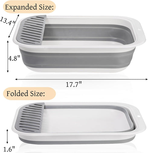 17.7'' Tlence Collapsible Small Cat Litter Box, Open Foldable Kittens Potty with Scoop, Shallow Anti Splash Travel Cat