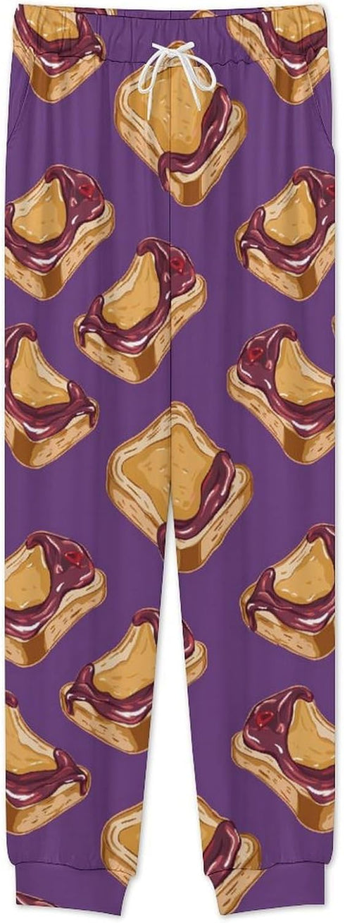 Generic Set Peanut Butter Jelly Breakfast Men's Pajamas Long Sleeve Sleepwear Crew Neck Loungewear Tops And Bottom