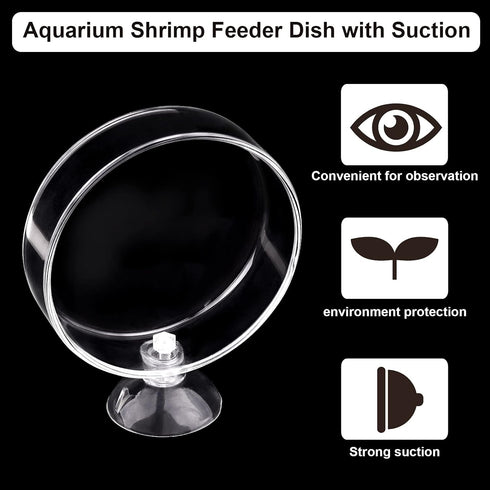 WEAVERBIRD 60mm Aquarium Shrimp Feeder Dish - Suction Glass Fish Tank Feeding Bowls, Round Clear Dishes