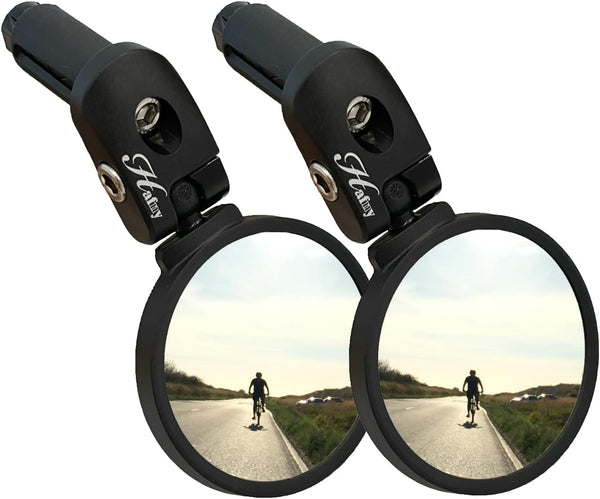 Hafny Bar End Bike Mirror, Stainless Steel Lens, Safe Rearview Mirror (Black, 62 Diameter, 2PCS)