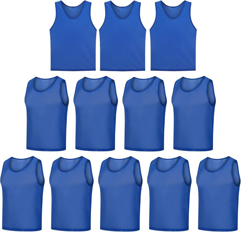 12 Pack Scrimmage Vest/Team Training Jerseys/Sports Pinnies/Practice Jerseys/Soccer Bibs with Carry Bag