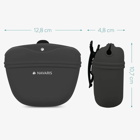 Navaris Silicone Dog Treat Pouch, Training Pet Puppy Bag Pocket Snack Holder with Clip for Dog Walks - Set of 2