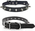 LESYPET Spiked Dog Collar - Adjustable Black PU Leather Spike Collar for Dogs, Kiten Punk Cat Collar, Size S
