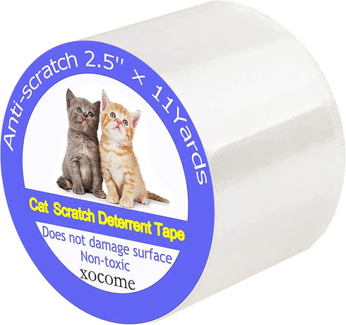 Anti Cat Scratch Furniture Protector - 2.5" x 11 Yards Self-Adhesive Tape for Cats, Clear Deterrent for Furniture