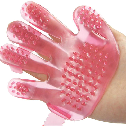 POPETPOP Palm Shaped Pet Bath Brush, Five Finger Massage Brush for Dogs, Pet Grooming Brush