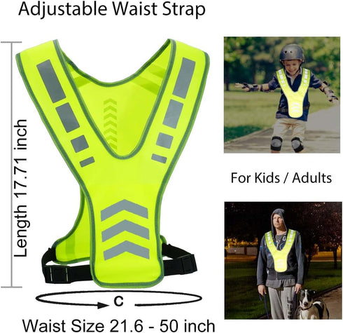Reflective Running Vest Gear with Pocket for Women, Men, Kids, Safety Reflective Vest Bands for Night Cycling, Walking,