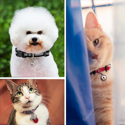 Dog Collar Bell: 6Pcs 16MM Metal Pet Collar Bells with Key Ring, Clear Sound, Silver