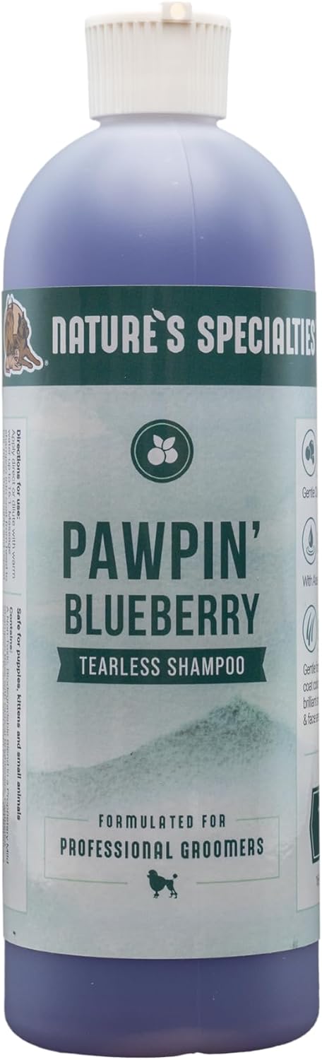 Nature's Specialties 16 oz Pawpin' Blueberry Ultra Concentrated Dog Face and Body Wash, Makes up to 2 Gallons, Tearless