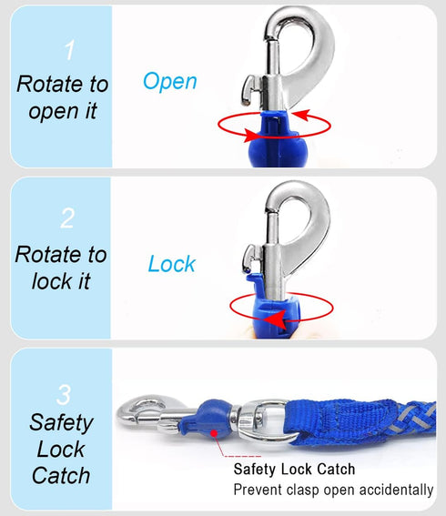 Reflective Dog Leash - Heavy Duty Nylon Braided Rope for Small Medium Large Dogs, Available in 2ft 3ft 4ft 6ft 10ft