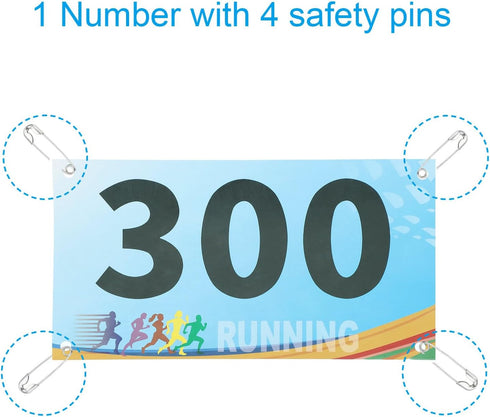 201-300 Pack Reusable Multicolor Race Bib Numbers for Competitors