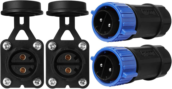 Trolling Motor Plug Receptacle Set, Waterproof Marine Boat DC Power Connector, 12V/24V/36V/48V, 2-Pack for Fishing