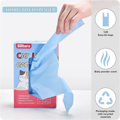 Cat Litter Bags, 120 Count, Ultra Thick, Leak-Proof, Scented, Disposable, 15 Liters Capacity