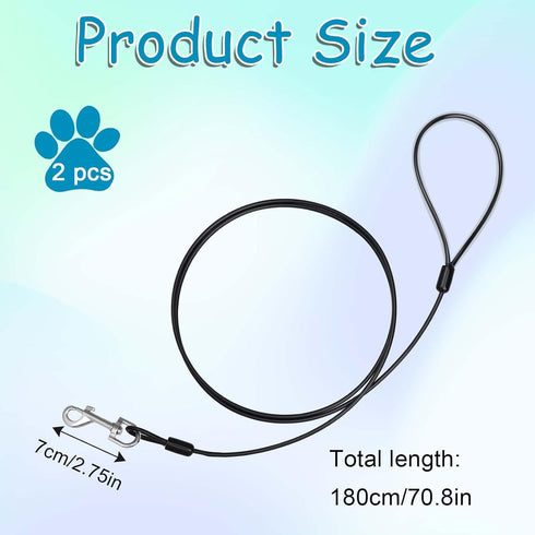 Chew Proof Dog Leash, 6FT Heavy Duty Metal Cable Dog Leash Leads Chew Resistant Dog Leash Coated Wire Rope Leads Non Chewable Dogs Metal Leash for Large and Medium Dogs (Black & Blue)