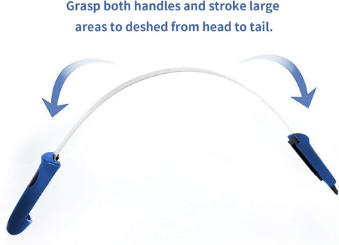 Dual-Sided De-Shedding Tool with Stainless Steel Blade for All Dog Coat Types - Soft Touch Grip (BLUE)