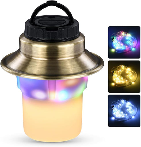 SMARTERIOR Rechargeable LED Camping Lights & Lantern, Waterproof Lamp with 5 Modes RGB