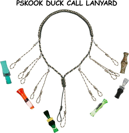 PSKOOK Duck Call Lanyard, Paracord Hunting Goose Calls with 12/16/20 Adjustable Loops for Outdoor Gear