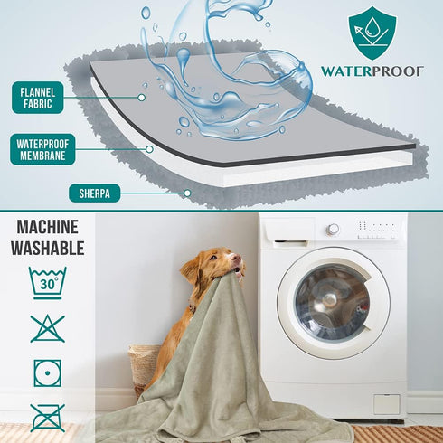 PetAmi Waterproof Dog Blanket for Small Medium Dogs, Pee Proof Reversible Fleece Blanket for Couch Bed, Washable, 29x40