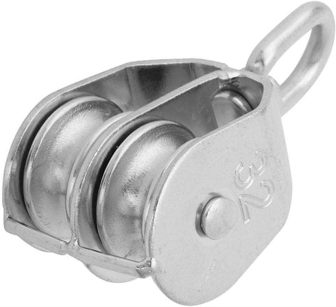 Stainless Steel Double Wheel Pulley Block for Wire Rope Chain Traction, Double Pulley