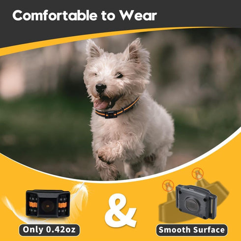 Tiniest Bark Collar for Small Dogs 5-15lbs, Rechargeable, No Shock with Vibration & Sound, Orange