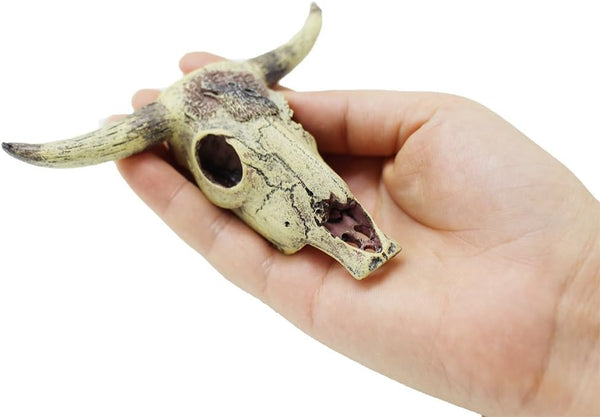 Leoyoubei Aquarium Decoration, Small Skull for Fish Tank, Fish Turtle Hidden Cave Landscape Pet Reptile House (Cattle