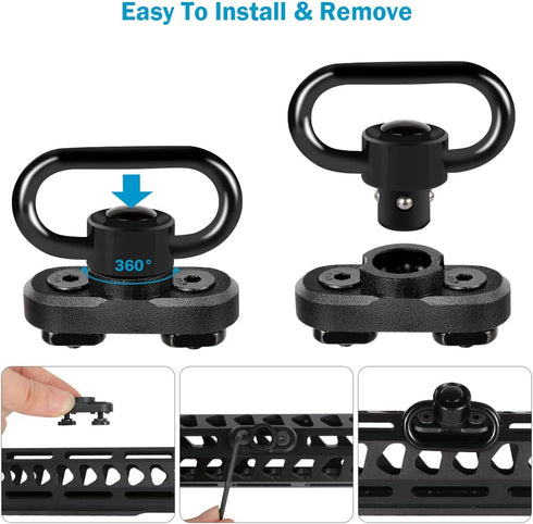 Sling Swivels Mount Set for 1.25 Inch Mloc Attachments, Two Point Traditional Sling