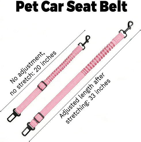 Benjiuun 2 1 19-32in(Pink) Dog Seat Belt for Car Adjustable Dog Safety Belt Leash, in Latch Bar Attachment Dog Car