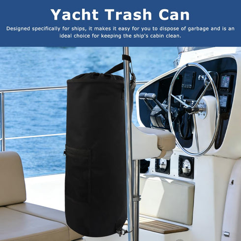 Trivolein 11.89-15.59Gal Boat Trash Can, Waterproof Nylon Boat Trash Bag Holder, Portable Foldable Marine Garbage Bin