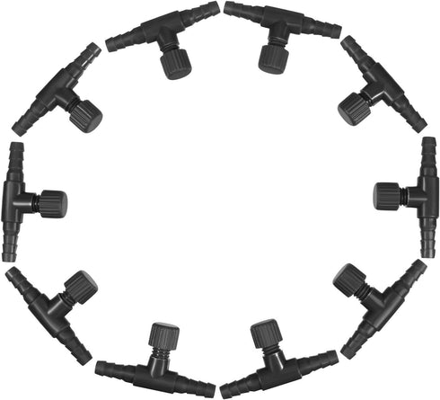 30 Pieces Aquarium Valve Set - 2-Way Fish Tank Air Control Valve T Shape Connector for 4 mm Air Tube