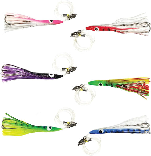 Arcadia Tackle Associated Manufacturer 6" 6 6 Tuna Clone Rigs, Pcs in Colors for Saltwater Trolling, Ideal for Tuna