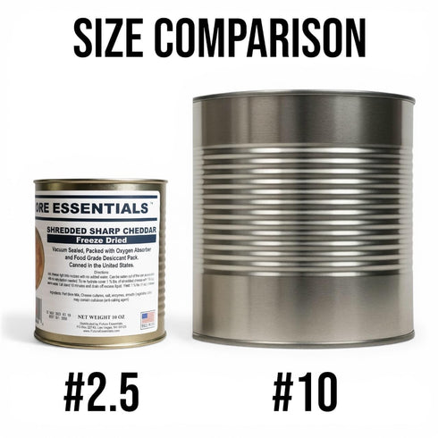 10 Oz (25-Year Pack 1 Future Essentials Freeze Dried Shredded Sharp Cheddar Cheese Per Can Shelf-Stable, Long-Term