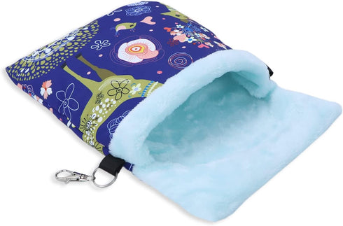 Wontee Small Pet Sleeping Pouch Sleep Bag, Warm Bed Hideout for Hamsters, Hedgehogs, Sugar Gliders, Squirrels (L, Blue