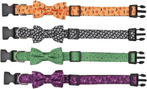 Halloween Dog Collar with Adjustable Removable Cute Bow Tie Pet Collars