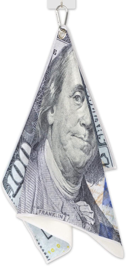 Pardick Golf Towel for Men Women, 100 Dollar Bill Design, Microfiber Fabric for Cleaning Golf Balls
