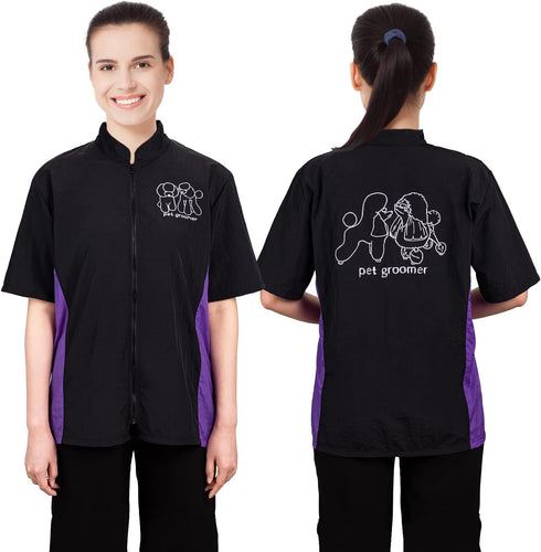 Noverlife Pet Grooming Workwear - M Size Anti-Static Lightweight Hair Repellent Shirt for Grooming