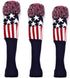 GOOACTION 3PCS Knitted Golf Head Covers 1-3-5 for Driver and Fairway Woods, Vintage Red Stars and Stripes